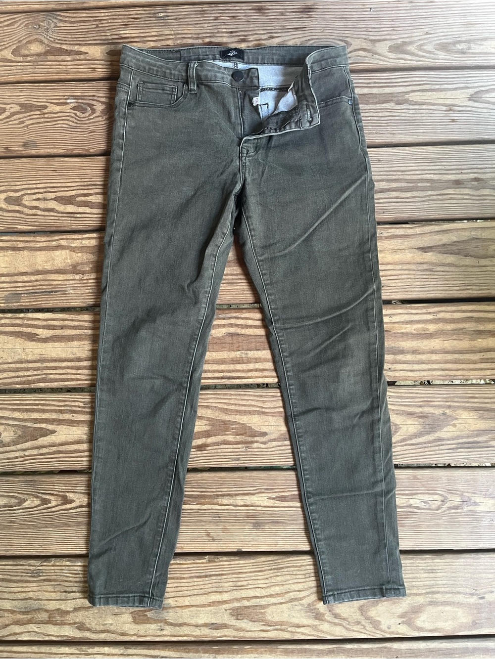 Women's Skinny Jeans in Olive Green - Picture 2 of 5